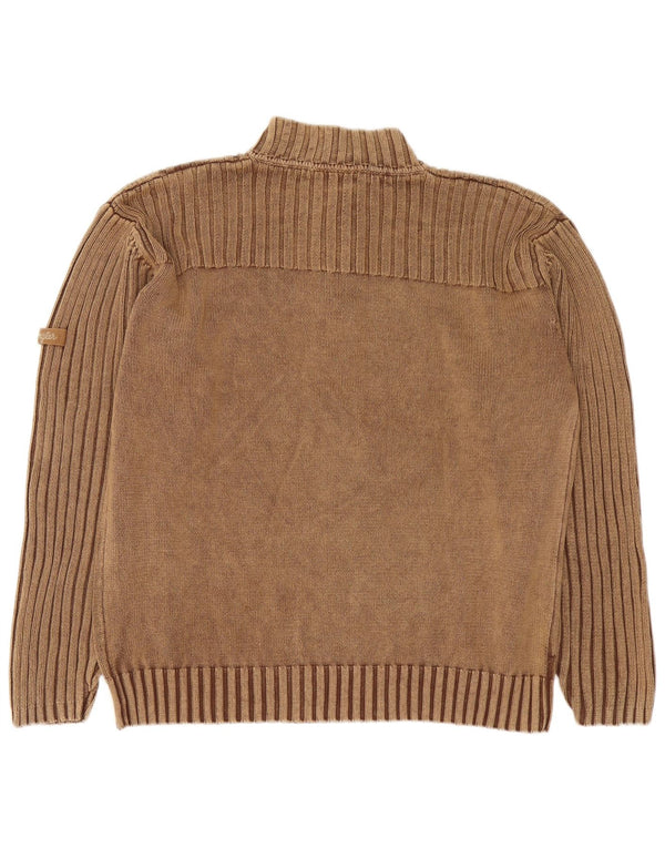 Wrangler Herre Zip Neck Jumper Sweater XL Brun Bomuld