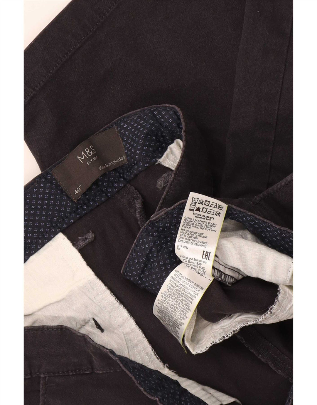 Marks & Spencer Herre Chino Shorts W40 XL Sort Bomuld