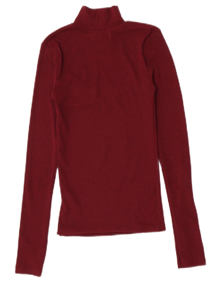 Topshop Dame Se Through Crop Top Langærmet UK 6 XS Maroon Polyester