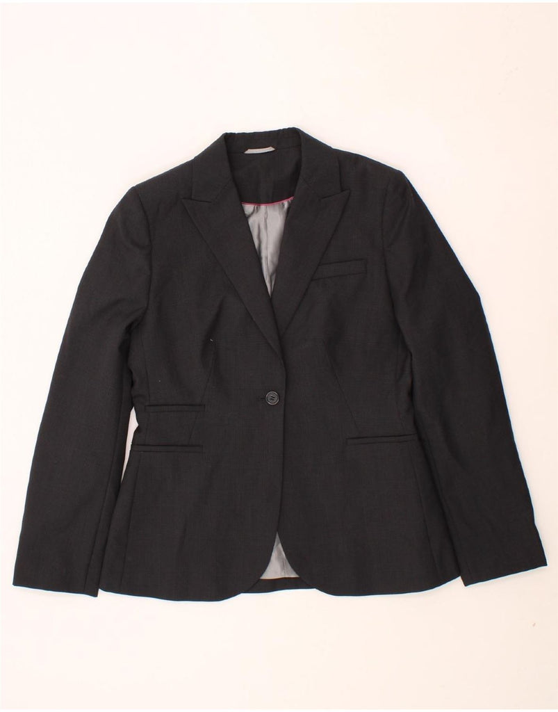 AUSTIN REED Womens 1 Button Blazer Jacket UK 12 Medium Grey Wool Vintage Austin Reed and Second-Hand Austin Reed from Messina Hembry 