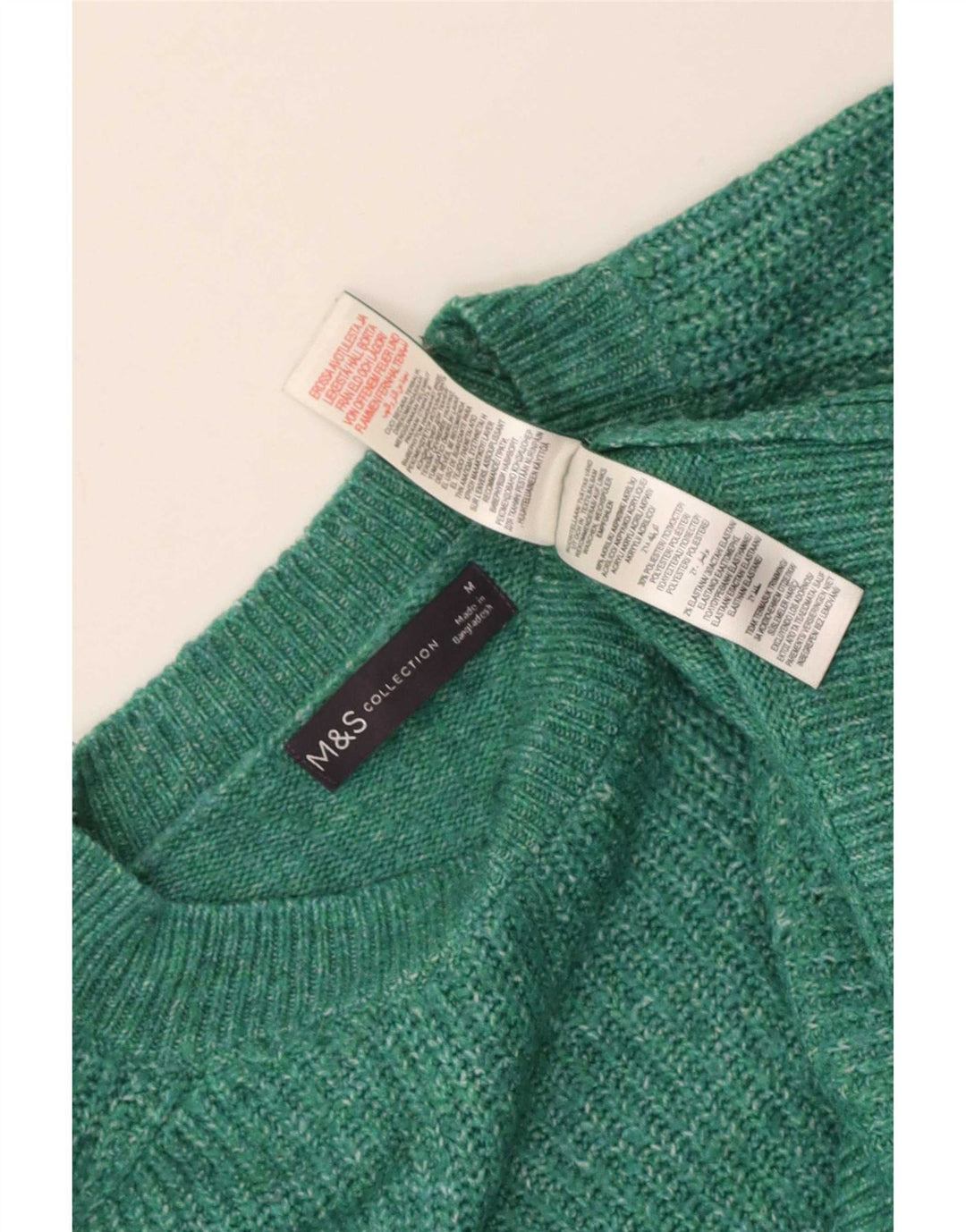 Marks & Spencer Dame sweater med rund hals DK 14 Medium Grøn Flecked