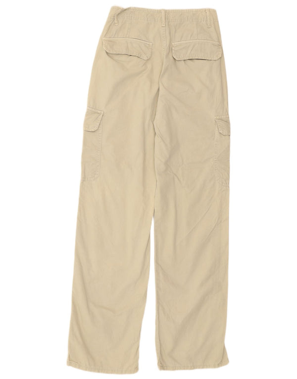 Zara Dame Højtalje Lige Cargo Bukser EU 34 2XS W24 L31 Beige
