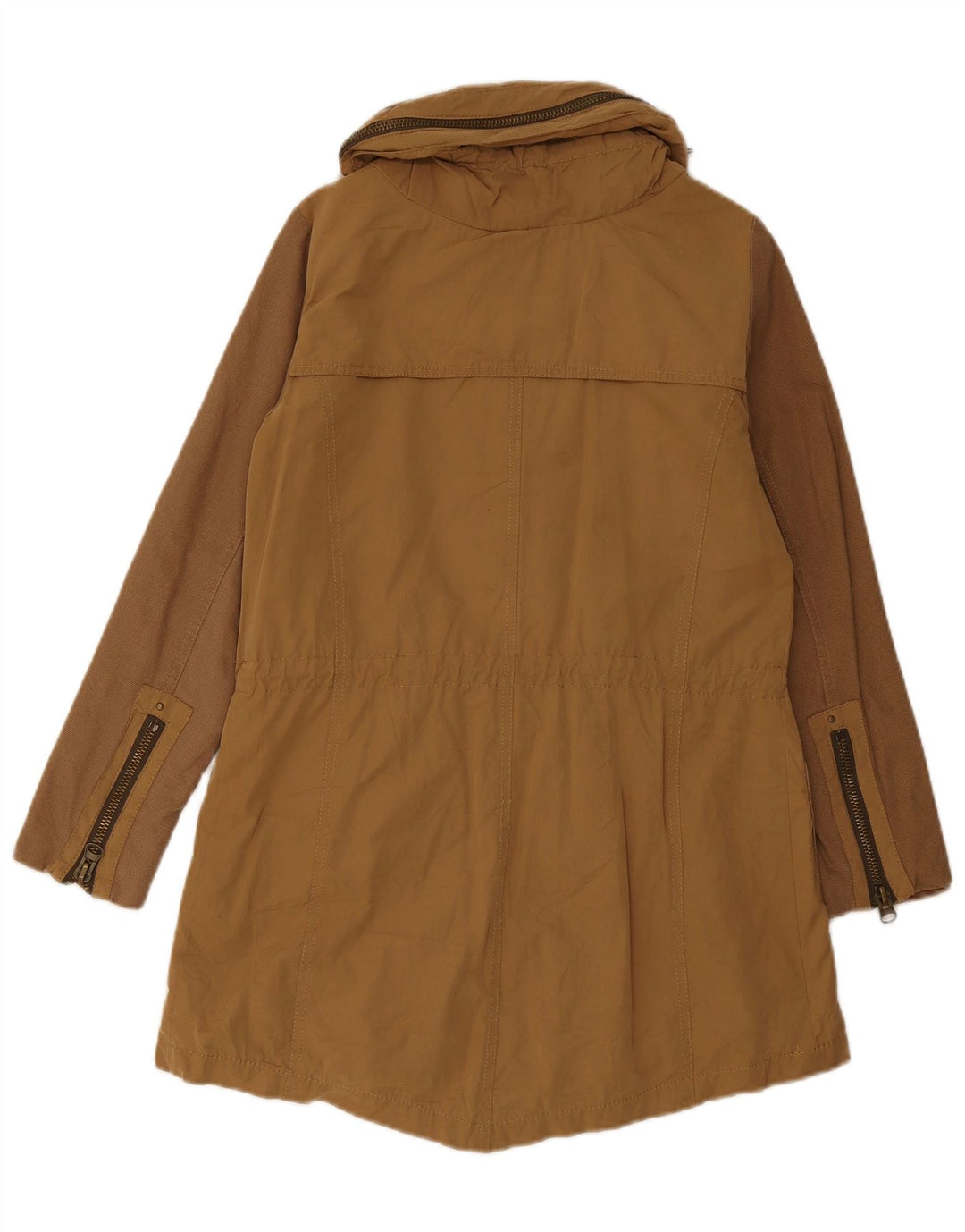 Zara Womens Parka Jacket UK 10 Small Brown Bomuld