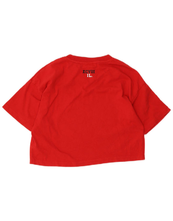 Superdry Womens Crop Graphic T-Shirt Top UK 10 Small Red Bomuld