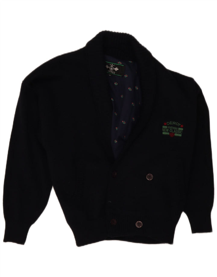 VINTAGE Herre cardigan sweater IT 50 Mellem marineblå uld