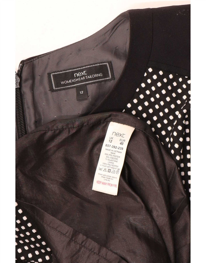 Næste Dame Ærmeløs A-Line Kjole UK 12 Medium Sort Plettet Polyester