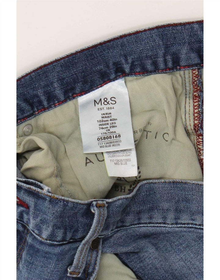 Marks & Spencer Straight Jeans til mænd W40 L29 Blå Bomuld