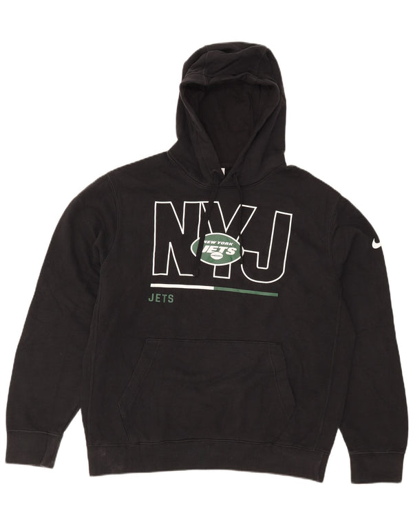 Nike Herre New York Jets Grafisk Hættetrøje Jumper Medium Sort Bomuld