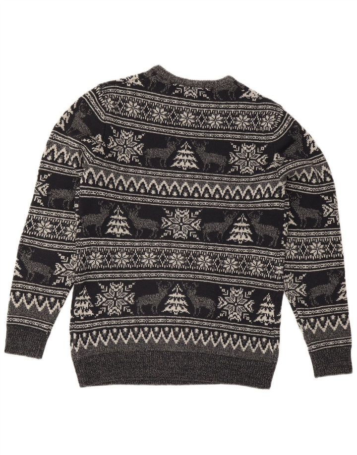Cedarwood State Herre Crew Neck sweater Medium Grey Fair Isle