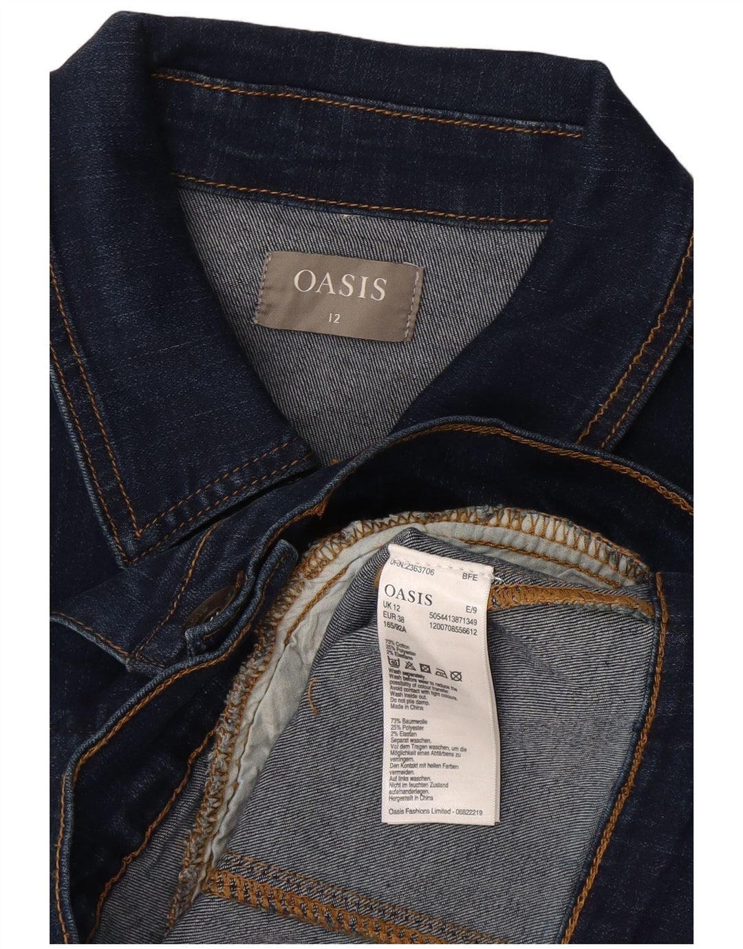 OASIS Womens Crop denimjakke UK 12 Medium Navyblå Bomuld