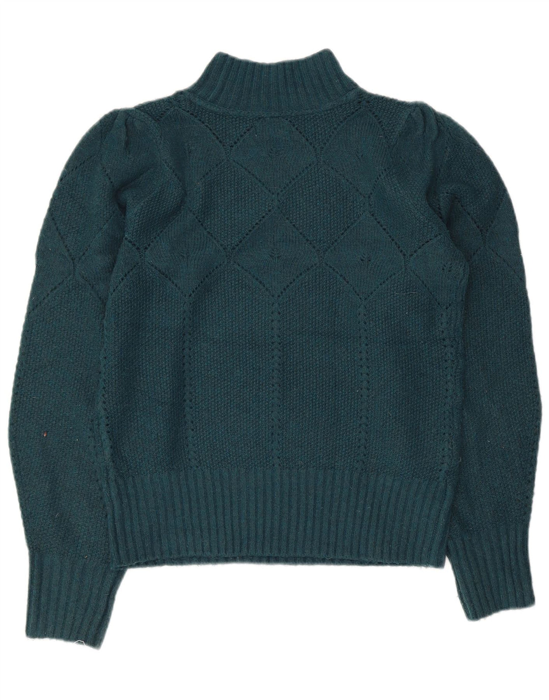 Fat Face Dame Turtle Neck Jumper Sweater UK 8 Small Green Acryl