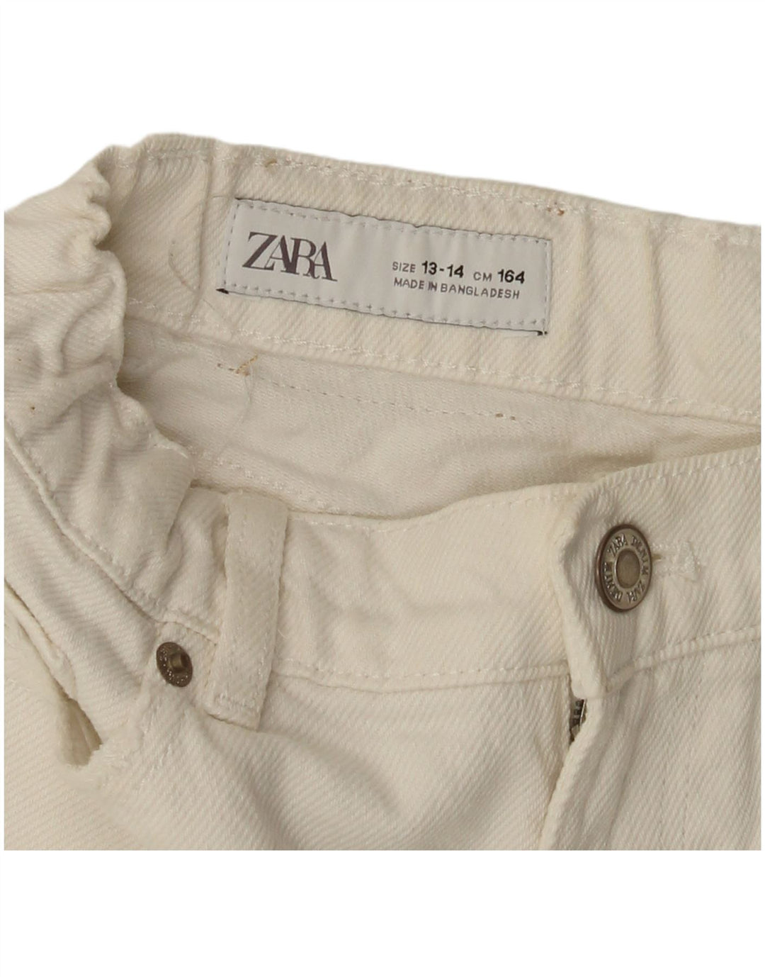 ZARA Piger Distressed Denim Shorts 13-14 år W26 Off White