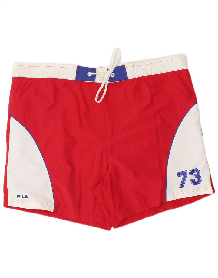 Fila Herre grafiske svømmeshorts Medium Rød Colourblock Polyester