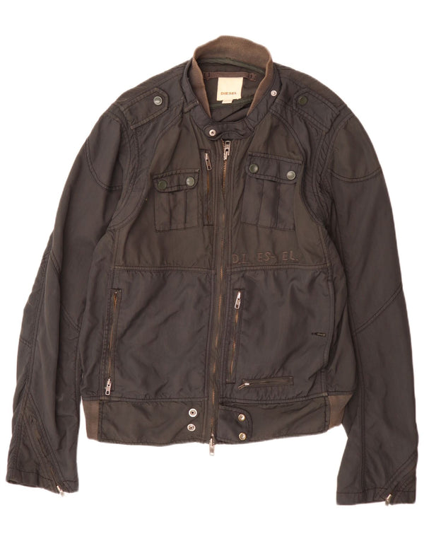 Diesel Herre Military Bomber Jacket UK 44 2XL Sort Nylon