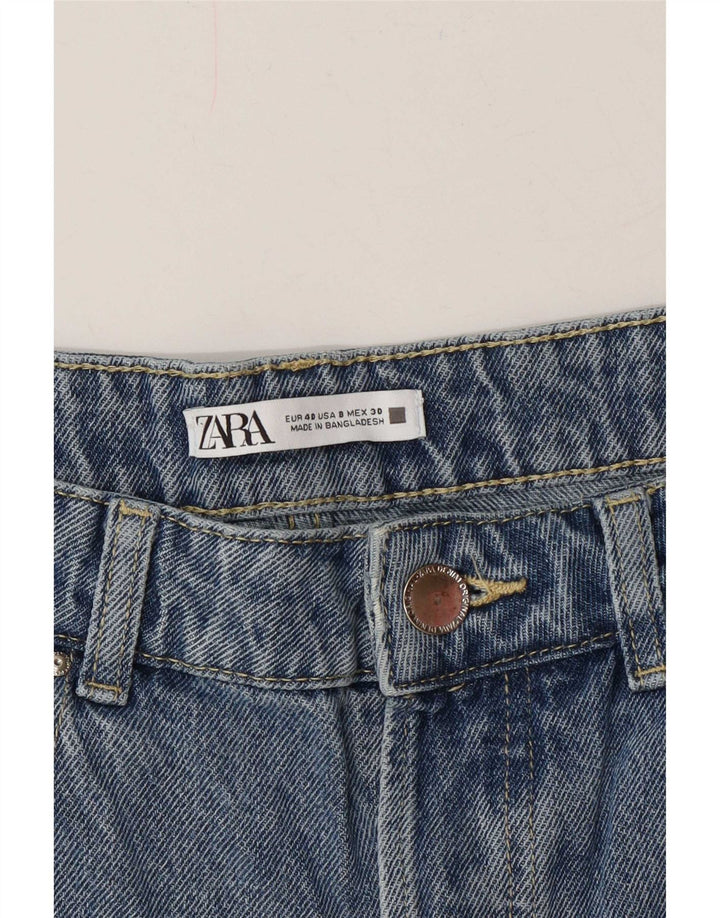 Zara Dame højtaljede denimshorts EU 40 Medium W30 Blå
