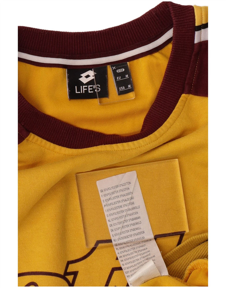 LOTTO Mens Graphic Sweatshirt Jumper Medium Yellow Colourblock Polyester