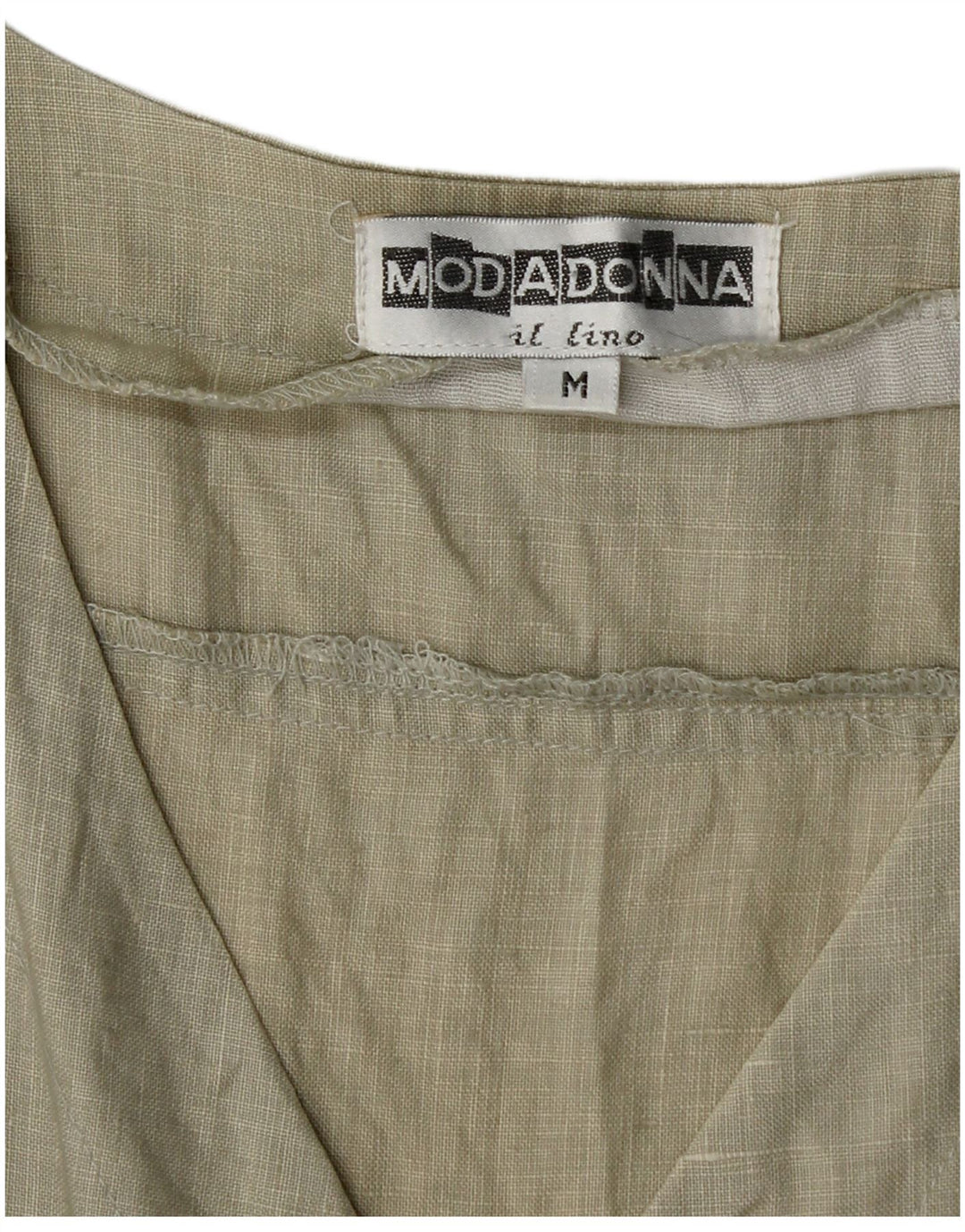 Vintage Dame Ærmeløs Playsuit UK 12 Medium Khaki Linen