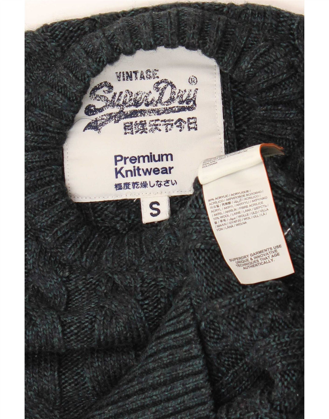 Superdry Herre sweater med rund hals, lille marineblå akryl