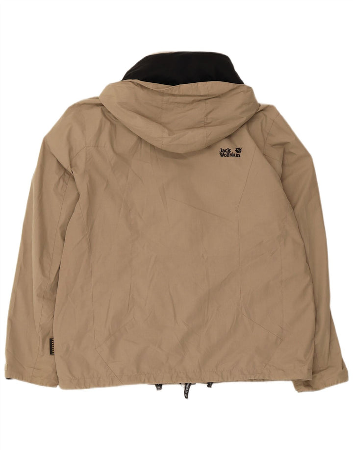 Jack Wolfskin Regnjakke med hætte til mænd UK 36/38 Medium Beige Polyester