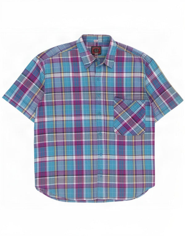 Mondial Mens Short Sleeve Shirt Medium Multicoloured Plaid Cotton