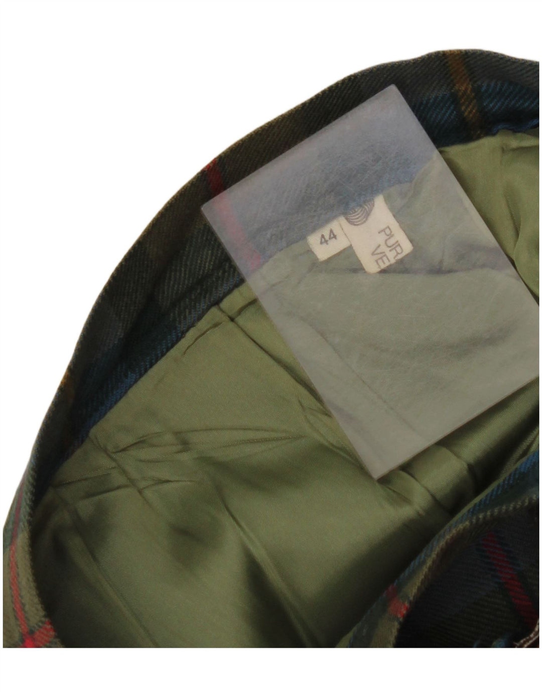 VINTAGE Wrap-nederdel til kvinder IT 44 Medium W32 Grøn Plaid Virgin Wool