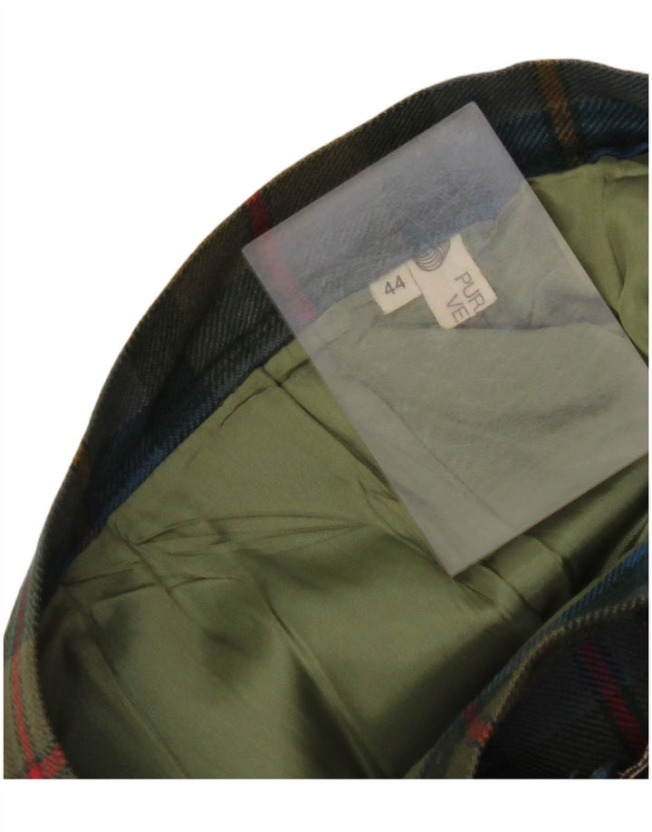 VINTAGE Wrap-nederdel til kvinder IT 44 Medium W32 Grøn Plaid Virgin Wool