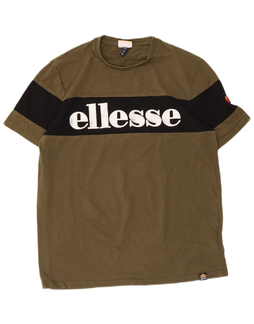 Ellesse Herre Grafisk T-Shirt Top Medium Khaki Colourblock Bomuld