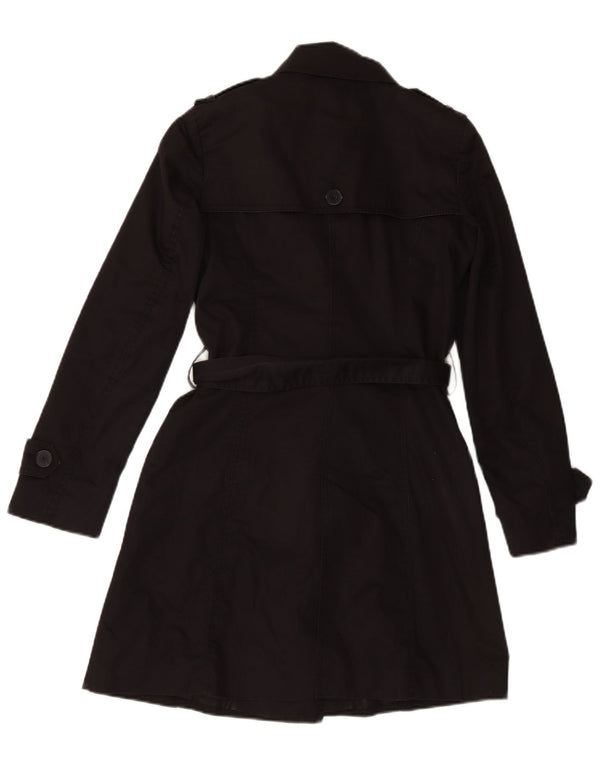 ZARA Trench Coat til kvinder UK 6 XS Sort bomuld