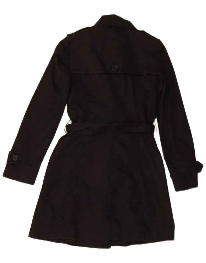 ZARA Trench Coat til kvinder UK 6 XS Sort bomuld