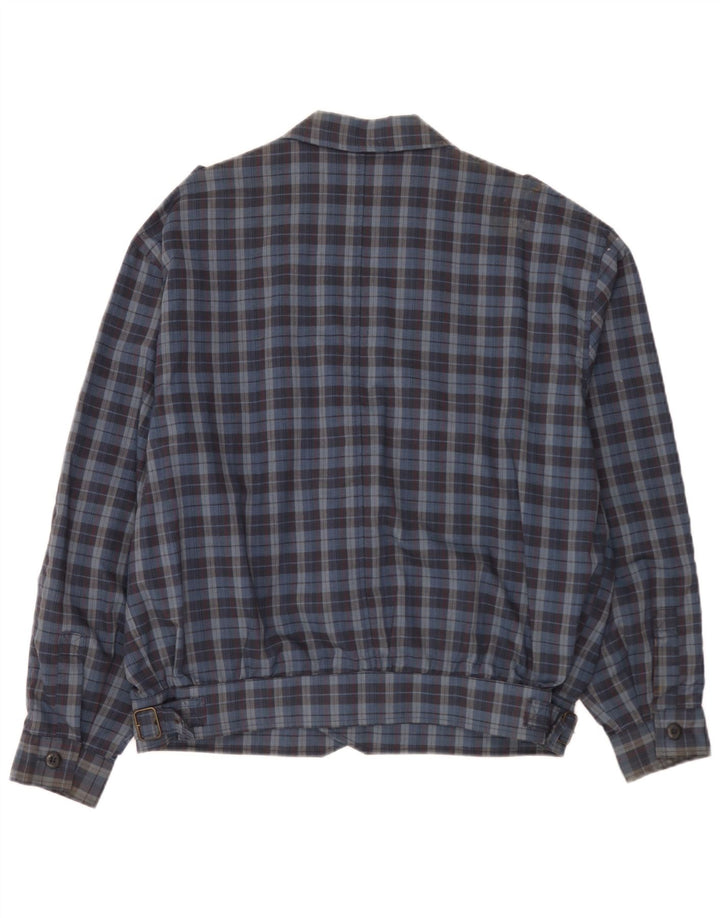 Vintage Herre Military Bomber Jacket IT 52 XL Blue Check Polyester