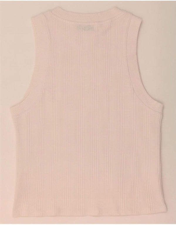 Zara Womens Crop Vest Top UK 18 XL Hvidstribet bomuld