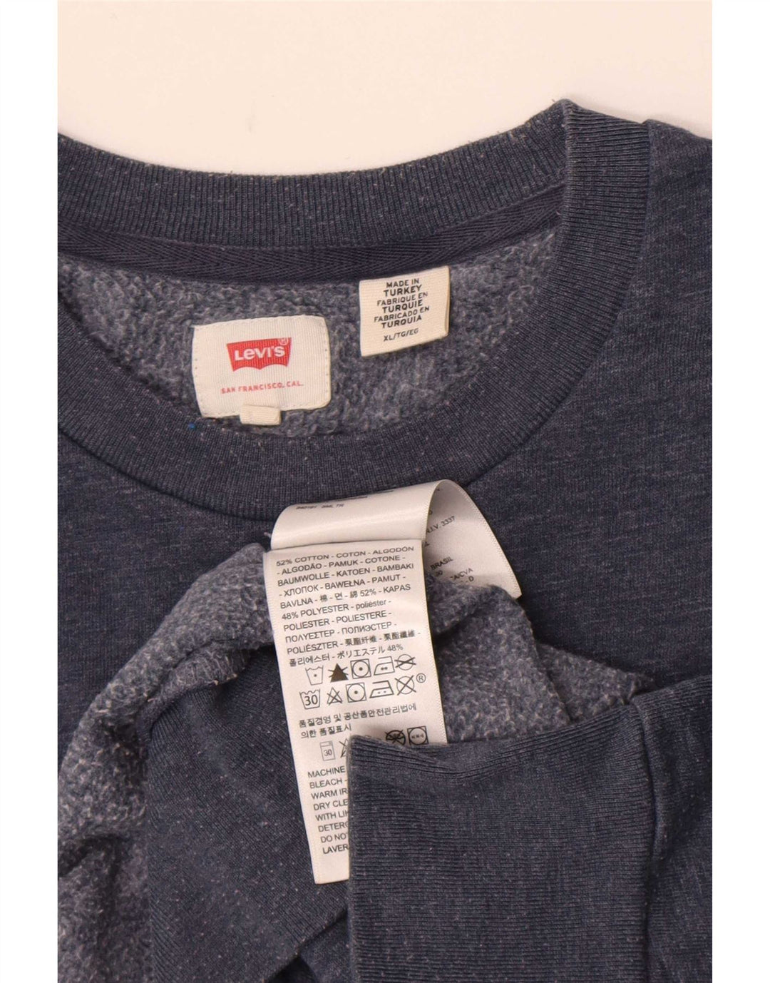 Levi's grafisk sweatshirt til mænd XL marineblå flækket bomuld