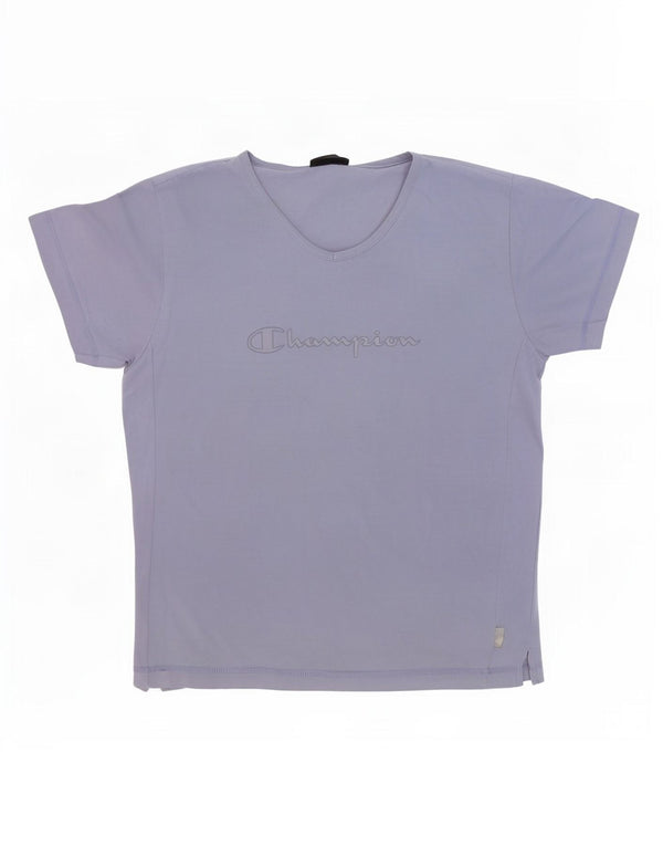 Champion Dame Grafisk T-Shirt Top UK 16 Stor Lilla Bomuld