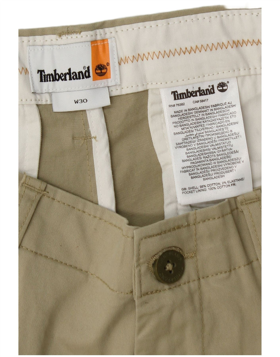 Timberland Herre Chino Shorts W30 Medium Green Bomuld