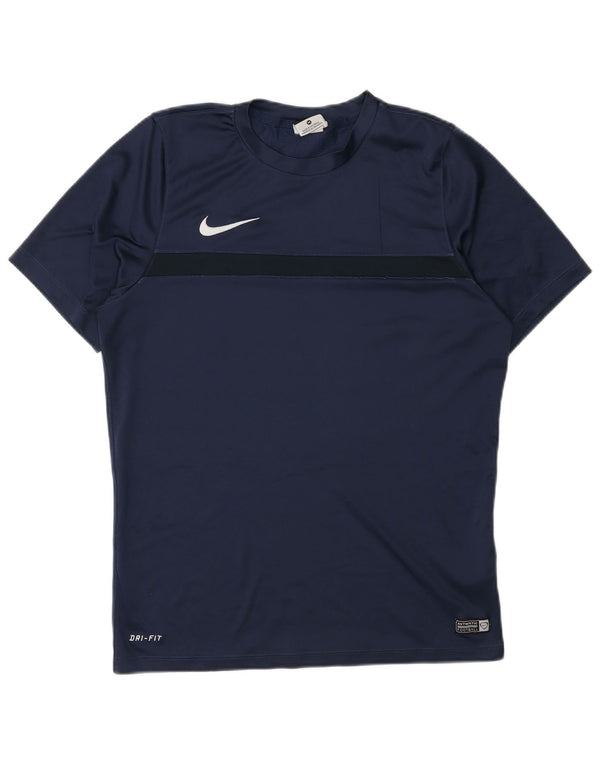 Nike Herre Dri Fit T-shirt Top Medium Marineblå Polyester