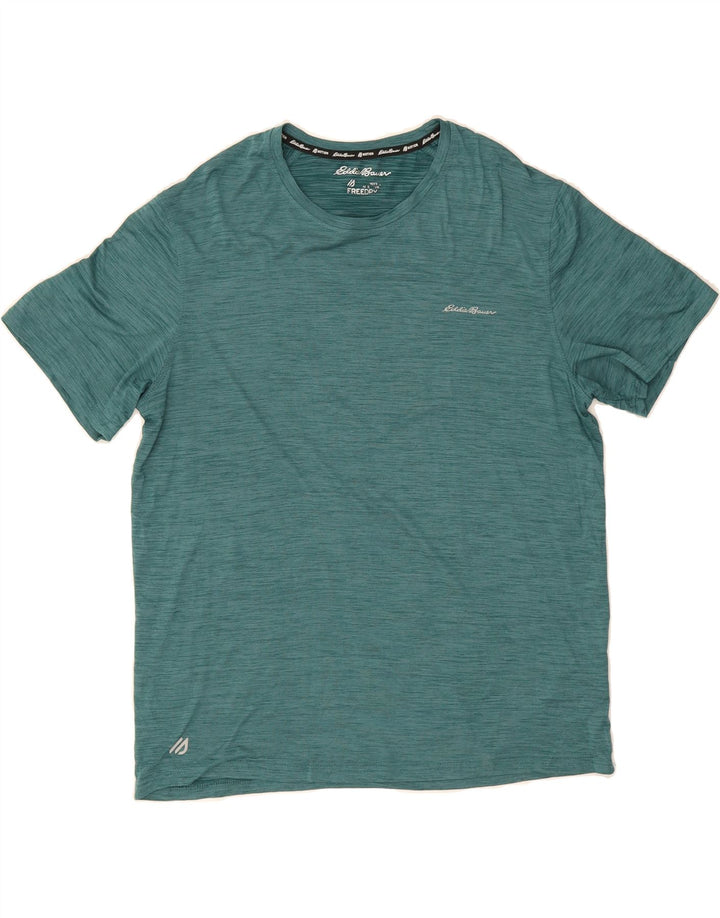 EDDIE BAUER Mens T-Shirt Top Large Green Flecked Polyester Vintage Eddie Bauer and Second-Hand Eddie Bauer from Messina Hembry 