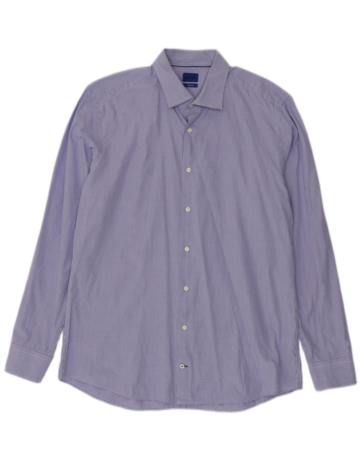 Joop Herre Slim Fit skjorte str. 42 16 1/2 Large Blue Gingham Cotton
