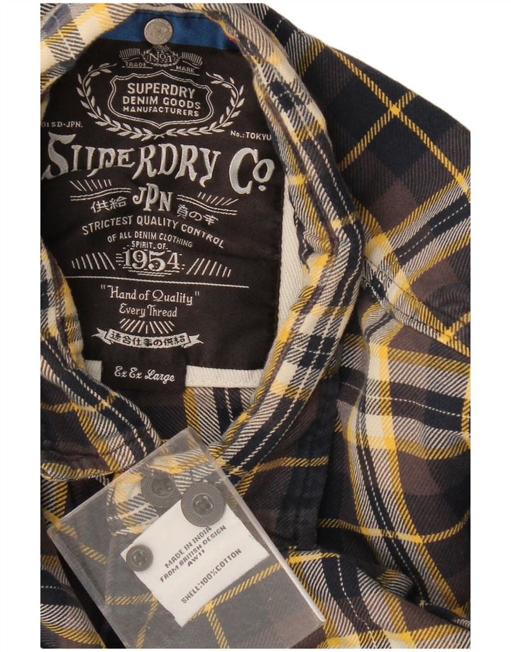 SUPERDRY Flanellskjorte til mænd 2XL Grå ternet bomuld