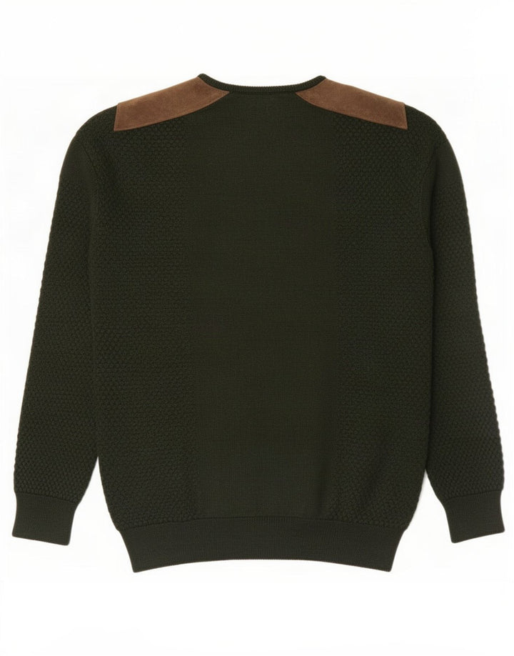 Zara Herre sweater med rund hals, mellemgrøn farveblok
