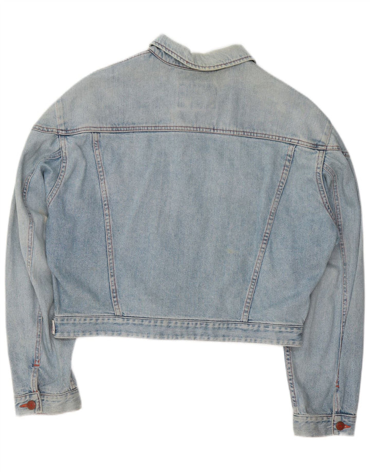 Benetton Dame Crop Denimjakke IT 48 XL Blå Bomuld