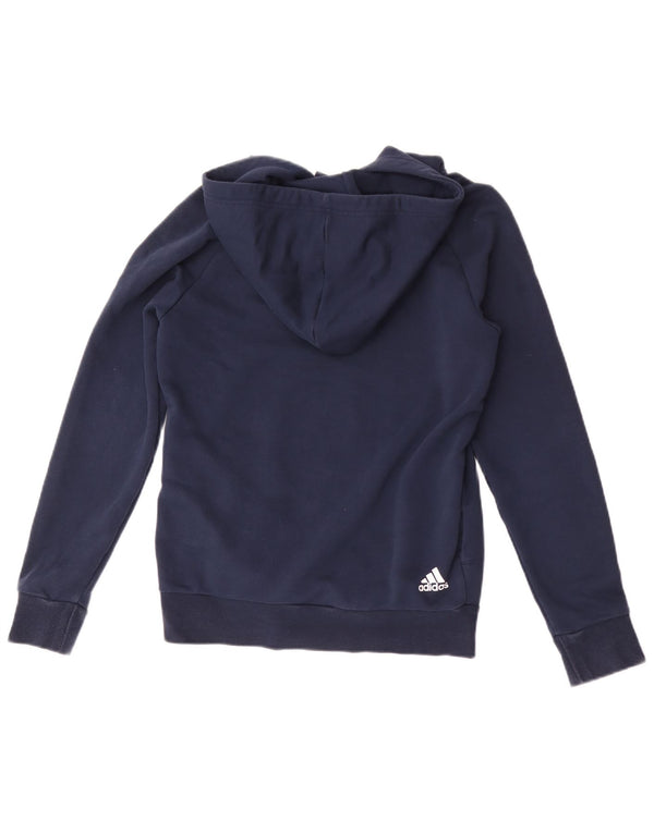 Adidas Graphic Hoodie Jumper UK 8/10 Small Navy Blue Bomuld