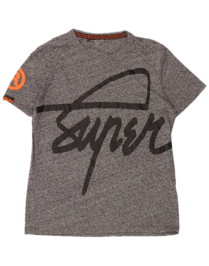 SUPERDRY Herre grafisk T-shirt Top 2XL Grå Flecked