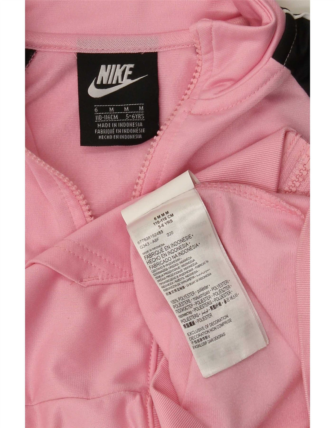 Nike træningsdragt topjakke til piger 5-6 år Medium Pink Colourblock Polyester
