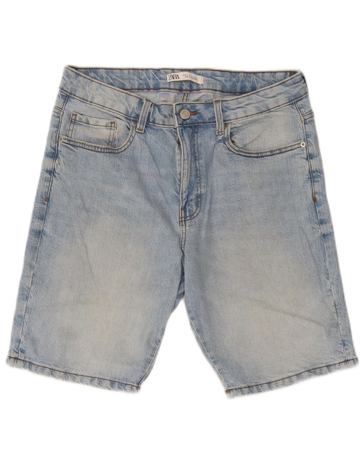 Zara Herre Denim Shorts EU 42 Large W32 Blå Bomuld