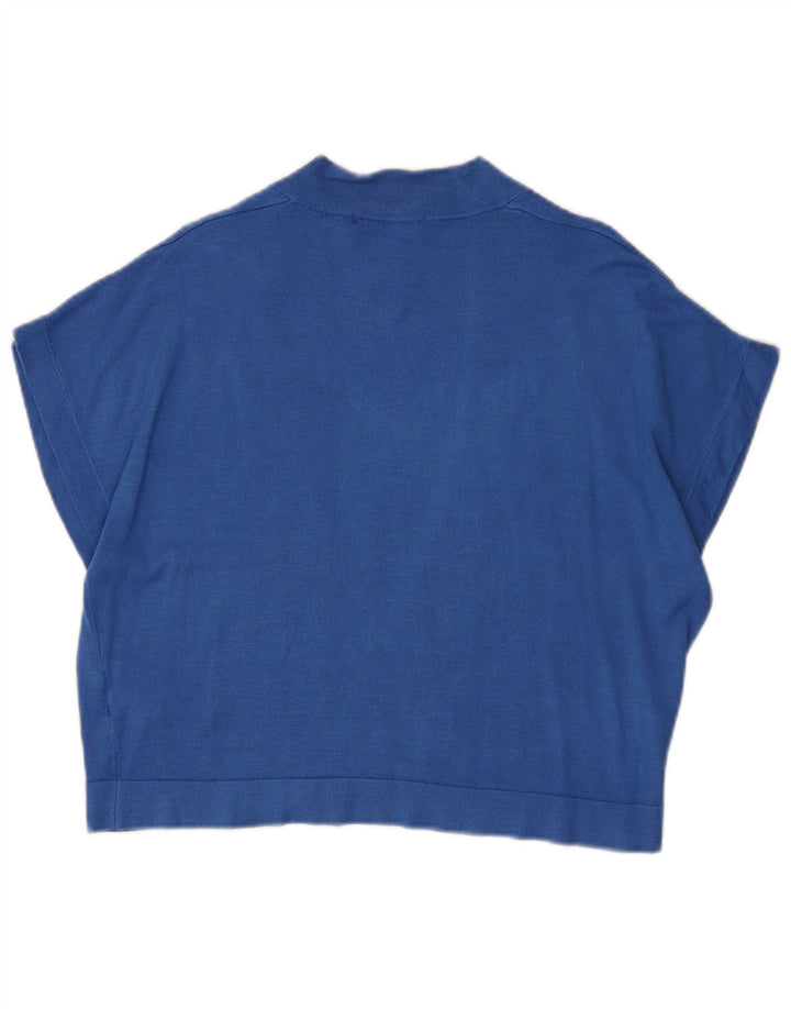 Marks & Spencer Dame Crop Kortærmet Cardigan Sweater UK 14 Medium Blue