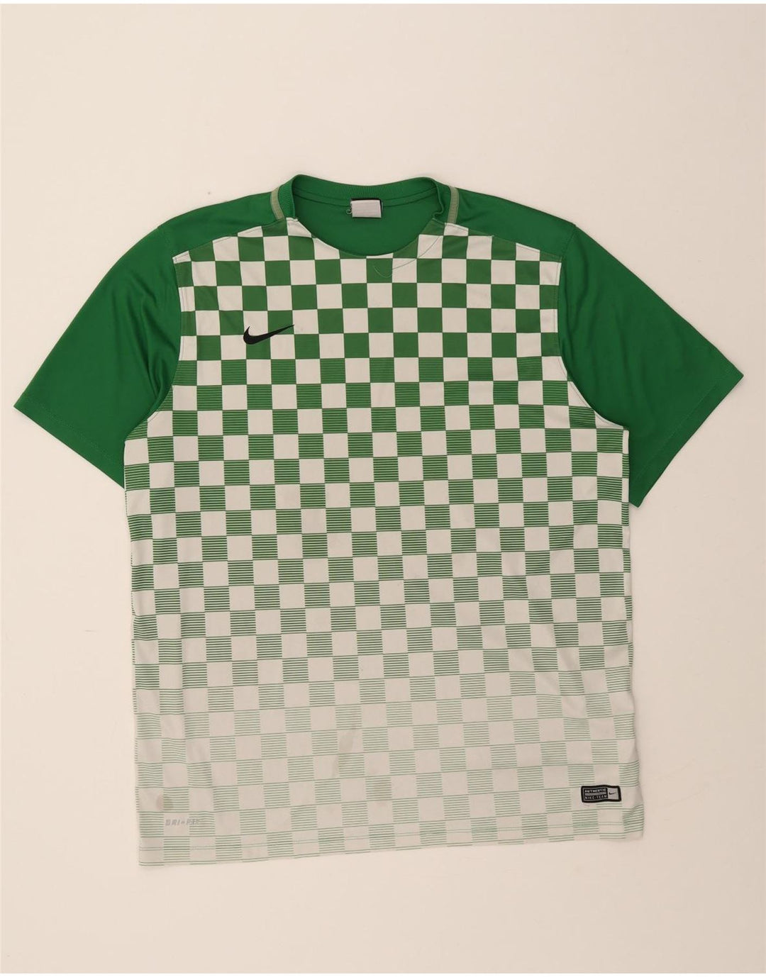 NIKE Mens Dri Fit T-Shirt Top XL Green Check Polyester Vintage Nike and Second-Hand Nike from Messina Hembry 