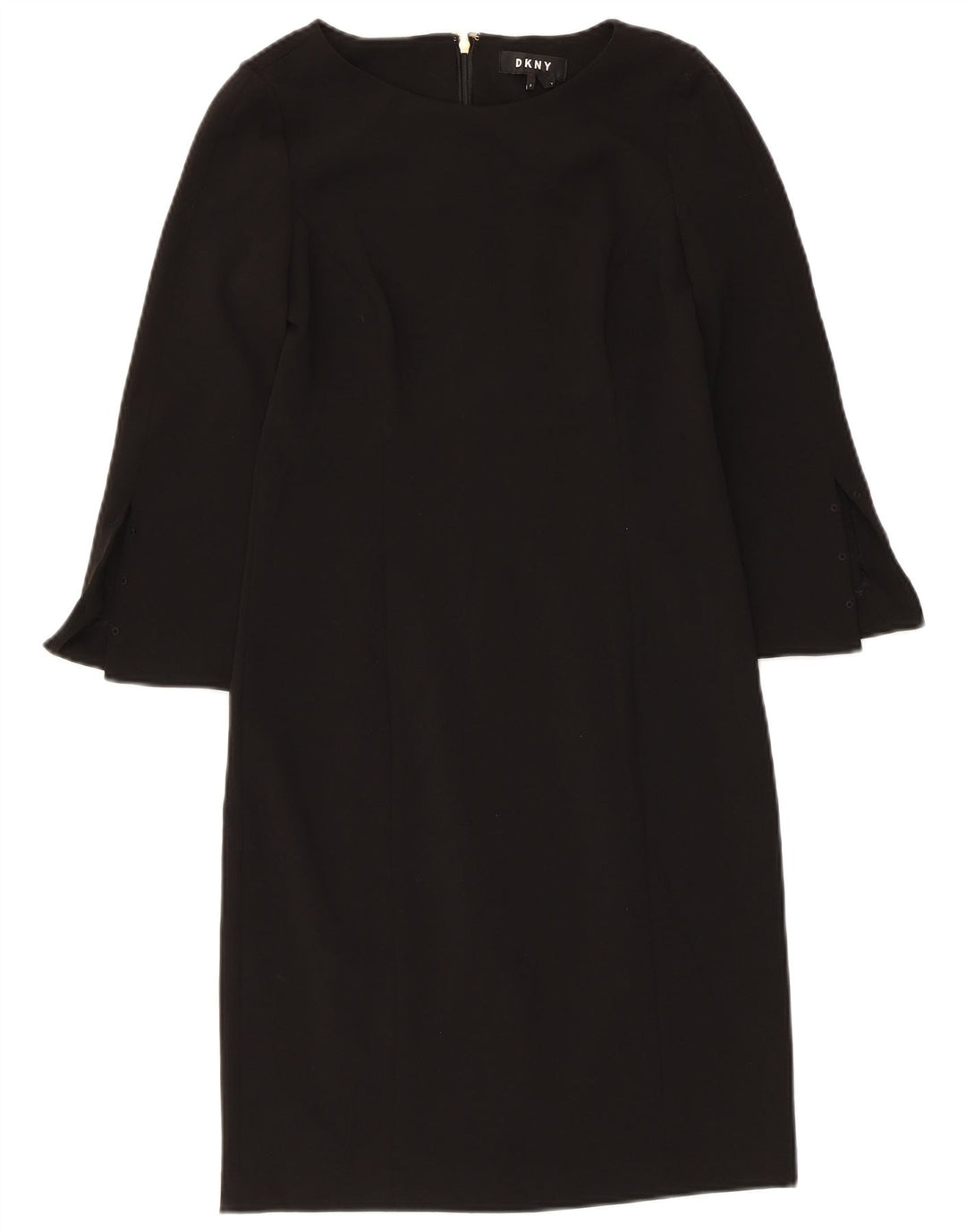 Dkny Dame 3/4 Ærmet Skede Kjole US 2 XS Sort Polyester