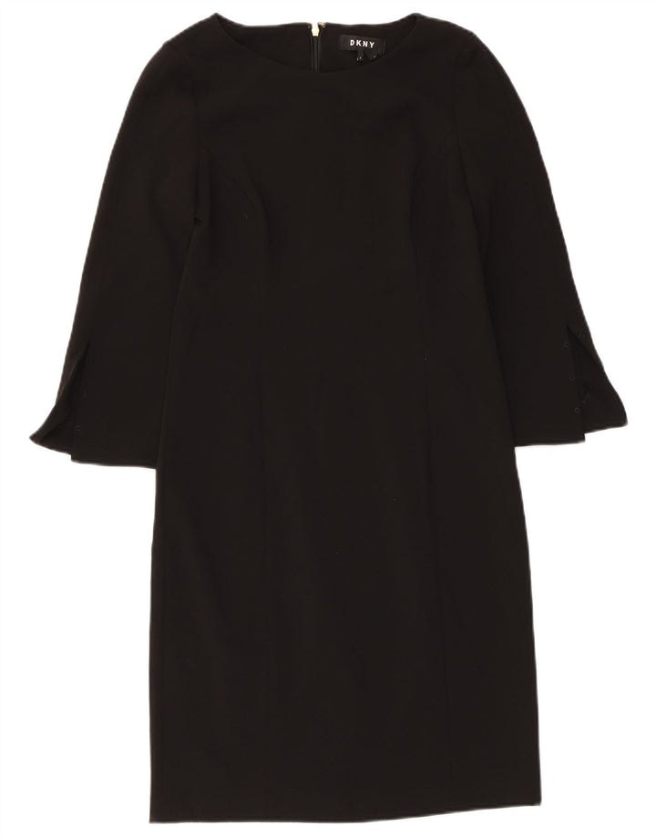 Dkny Dame 3/4 Ærmet Skede Kjole US 2 XS Sort Polyester