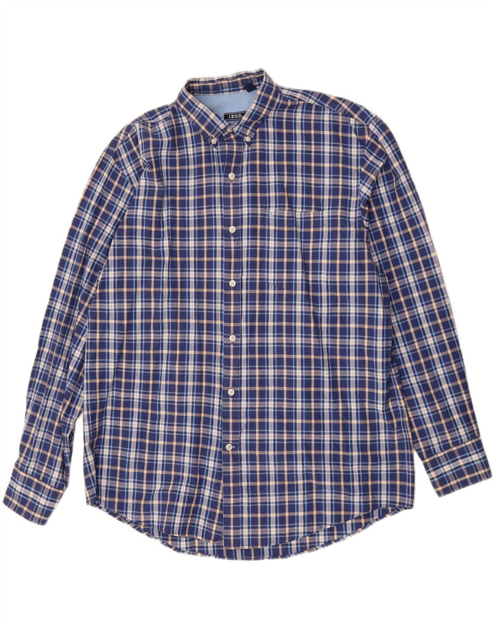 IZOD Mens Shirt Large Blue Check Cotton Vintage Izod and Second-Hand Izod from Messina Hembry 