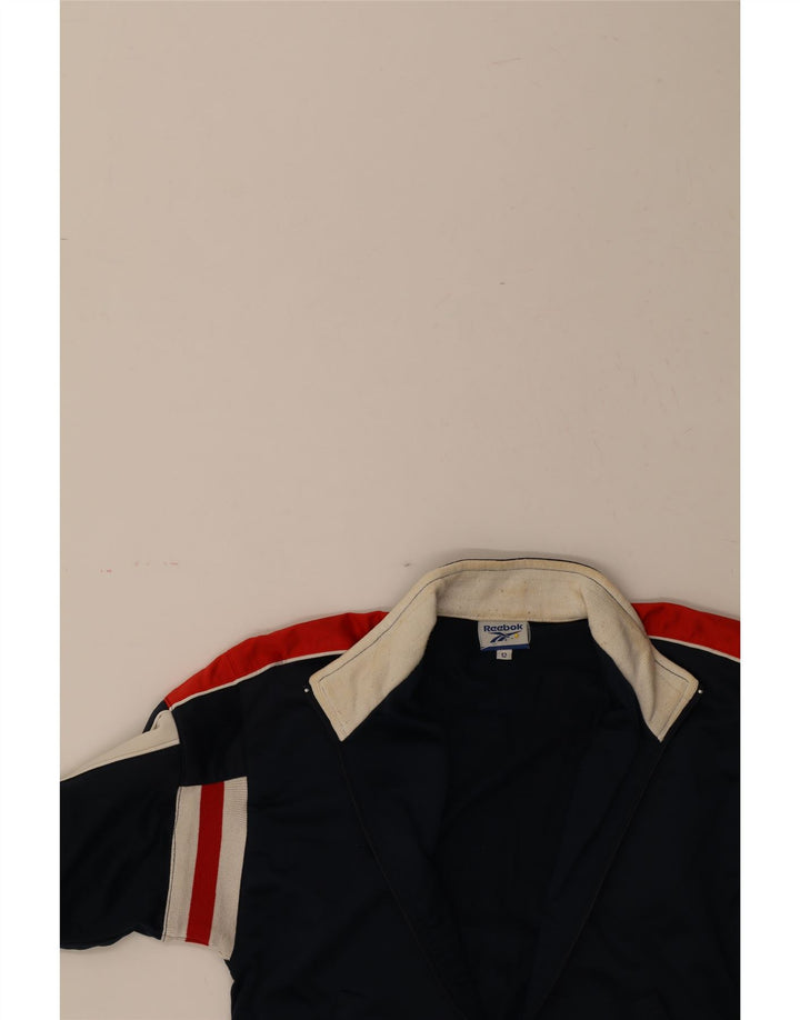 REEBOK Boys Graphic Tracksuit Top Jacket 11-12 Years Navy Blue Polyester Vintage Reebok and Second-Hand Reebok from Messina Hembry 